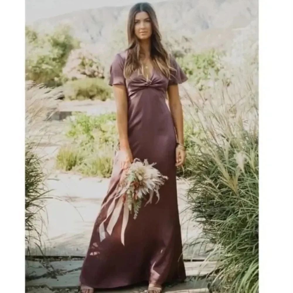 NWTs Show Me Your MuMu Twist Gown Dusty Plum Luxe Satin Size: Small